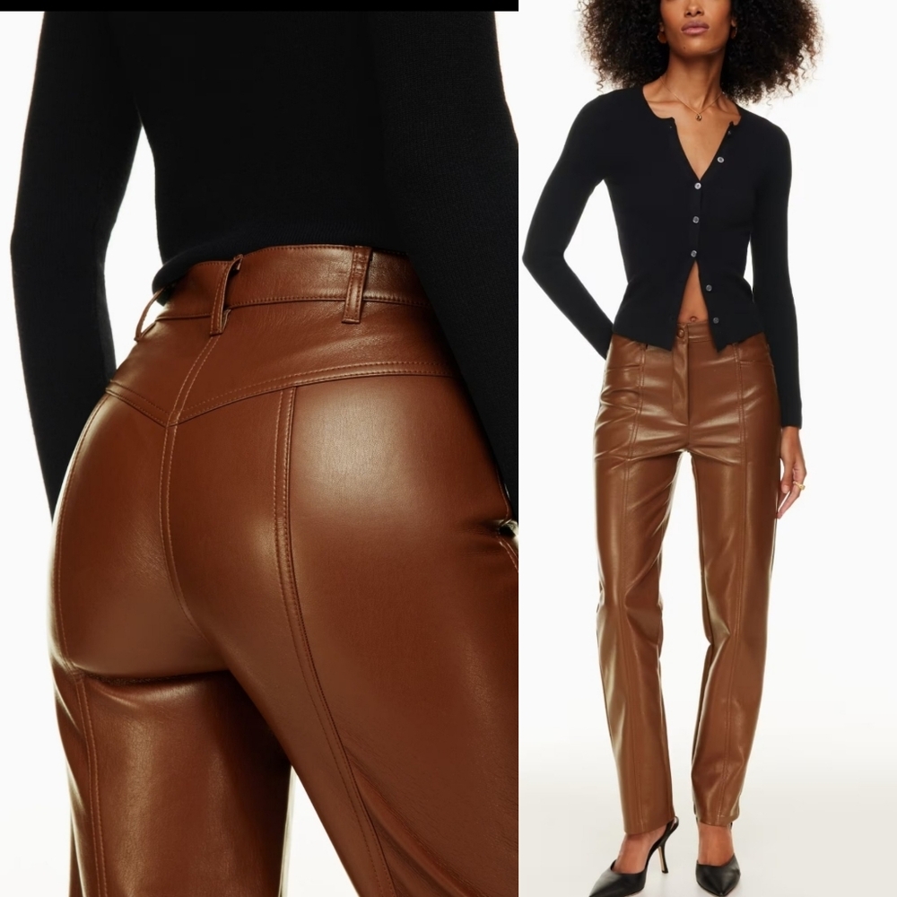 Wilfred Rebel Pant High-waisted Vegan Leather pants In Cognac Size 2